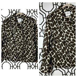 Chaus Ladies Sideways Zip Up Animal Print Abstract Pattern Jacket Size 14